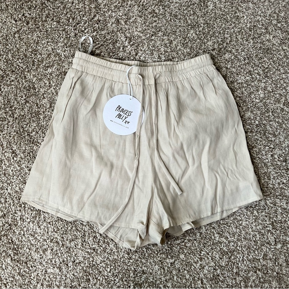 Princess Poly The Chloe Set Beige High Waisted Shorts Size 4